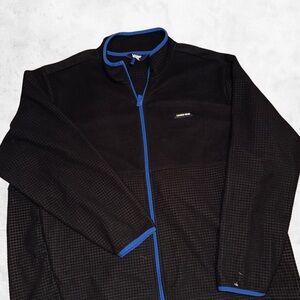 Lands' End Men's Black Jacket with Vibrant Blue Trim